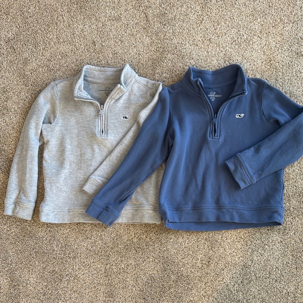 Vineyard Vines Kids Half-Zip Pullovers - Gray and Blue